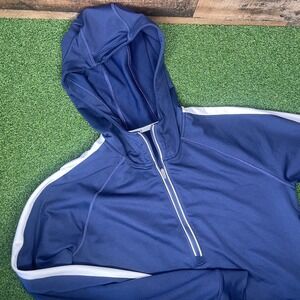 New Balance Half Zip Pullover Hoodie Activewear Athletic Top Navy White‎ S